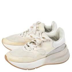 Pre Owned Alexander McQueen White Leather And Mesh Oversized Runner Low Top Sneakers Size 38.5