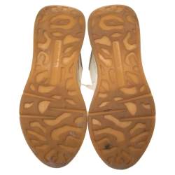 Pre Owned Alexander McQueen White Leather And Mesh Oversized Runner Low Top Sneakers Size 38.5