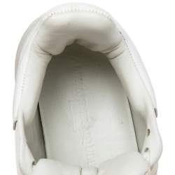 Pre Owned Alexander McQueen White Leather And Mesh Oversized Runner Low Top Sneakers Size 38.5