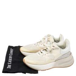 Pre Owned Alexander McQueen White Leather And Mesh Oversized Runner Low Top Sneakers Size 38.5