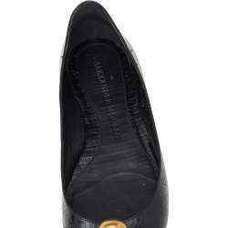 Pre Owned حذاء فلات باليه ألكساندر ماكوين سكال سيتى مزخرف جلد أسود مقاس 37.5