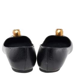 Pre Owned حذاء فلات باليه ألكساندر ماكوين سكال سيتى مزخرف جلد أسود مقاس 37.5