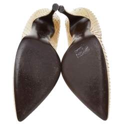 Pre Owned Alexander McQueen Cream Python Leather Pointed Toe Pumps Size 38