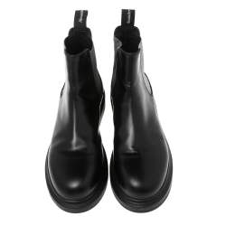 Pre Owned حذاء بوت أليكساندر ماكوين تشيلسيا هيبيرد جلد أسود مقاس 38