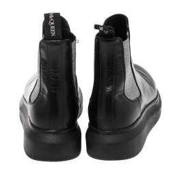 Pre Owned حذاء بوت أليكساندر ماكوين تشيلسيا هيبيرد جلد أسود مقاس 38