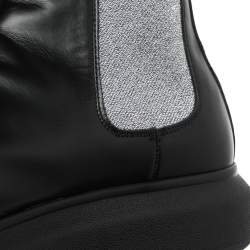 Pre Owned حذاء بوت أليكساندر ماكوين تشيلسيا هيبيرد جلد أسود مقاس 38