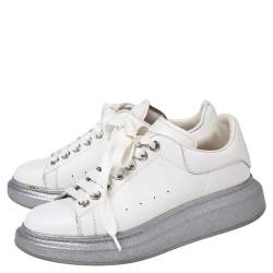 Pre Owned حذاء رياضي أليكساندر ماكوين لاري جلد أبيض نعل سميك مقاس 38.5