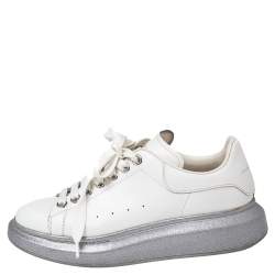 Pre Owned حذاء رياضي أليكساندر ماكوين لاري جلد أبيض نعل سميك مقاس 38.5