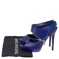 Alexander McQueen Purple Python Leather Sling Back Sandals Size 38
