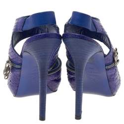 Alexander McQueen Purple Python Leather Sling Back Sandals Size 38