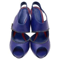 Alexander McQueen Purple Python Leather Sling Back Sandals Size 38