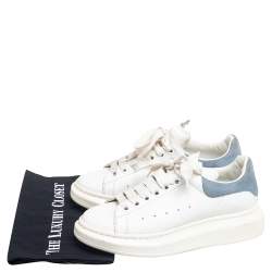 Pre Owned Alexander McQueen Light Blue/White Leather and Suede Larry Sneakers Size 38