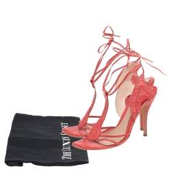 Alexander McQueen Orange Leather Ankle Strap Sandals Size 38