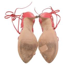 Alexander McQueen Orange Leather Ankle Strap Sandals Size 38