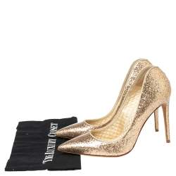 Pre Owned Alexander McQueen Gold PVC And Glitter Pointed Toe Pumps Size 38
