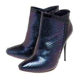 Alexander McQueen Purple Python Ankle Boots Size 39