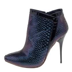 Alexander McQueen Purple Python Ankle Boots Size 39