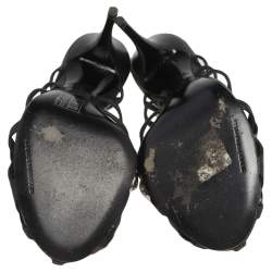  Alexander Wang Black Leather Embellished Slingback Sandals Size 38