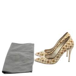 Alexander McQueen Cream Velvet Embellished  Pointed Toe Pumps Size 40