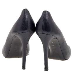 Alexander McQueen Black Leather Crystal Embellished Skull Peep Toe Pumps Size 36