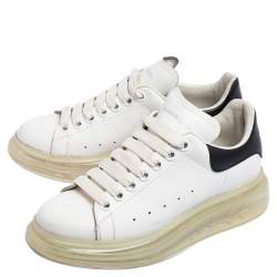 Pre Owned Alexander McQueen White/Black Leather Oversized Sneakers Size 37.5