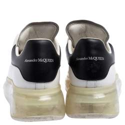 Pre Owned Alexander McQueen White/Black Leather Oversized Sneakers Size 37.5
