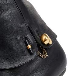 Pre Owned Alexander McQueen Black Leather Skull Boots Size 39