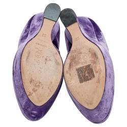 Pre Owned Alexander McQueen Purple Velvet Armadillo Heel-less Wedge Pumps Size 36