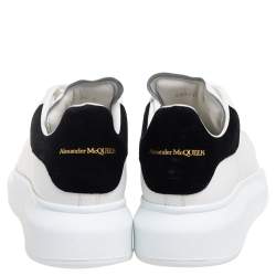 Pre Owned Alexander Mcqueen White/Black Leather and Suede Oversized Low-Top Sneakers Size 38