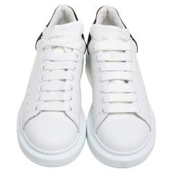 Pre Owned Alexander Mcqueen White/Black Leather and Suede Oversized Low-Top Sneakers Size 38