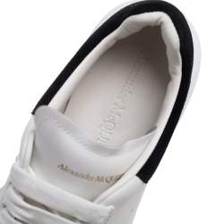 Pre Owned Alexander Mcqueen White/Black Leather and Suede Oversized Low-Top Sneakers Size 38