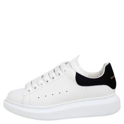 Pre Owned Alexander Mcqueen White/Black Leather and Suede Oversized Low-Top Sneakers Size 38