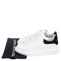 Pre Owned Alexander Mcqueen White/Black Leather and Suede Oversized Low-Top Sneakers Size 38