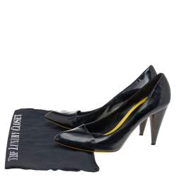 Alexander McQueen Black Patent Leather Pointed Toe Pumps Size 38
