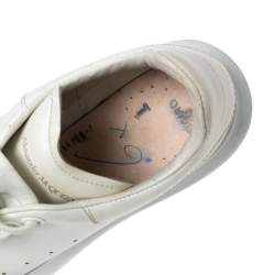 Alexander McQueen White Leather Oversized Low-Top Sneakers Size 37.5