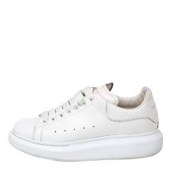 Alexander McQueen White Leather Oversized Low-Top Sneakers Size 37.5