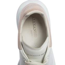 Pre Owned حذاء رياضي أليكساندر ماكوين جلد أبيض كبير الحجم منخفض من أعلى مقاس 36.5