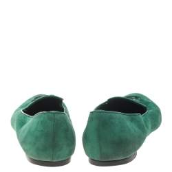 Pre Owned Alexander McQueen Green Suede Embellished Smoking Slippers Size 39.5