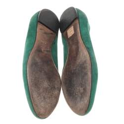 Pre Owned Alexander McQueen Green Suede Embellished Smoking Slippers Size 39.5