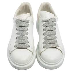 Pre Owned حذاء رياضي أليكساندر ماكوين غليتر وجلد أبيض برباط مقاس 38.5