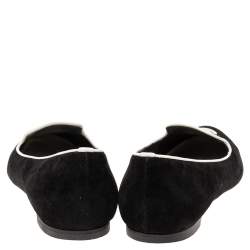 Pre Owned Alexander McQueen Black Suede Sequins Skull Smoking Slippers Size 38 