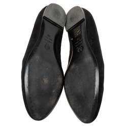 Pre Owned Alexander McQueen Black Suede Sequins Skull Smoking Slippers Size 38 