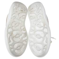 Pre Owned Alexander McQueen White Leather And Croc Embossed Leather Oversized Sneakers Size 39  