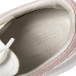 Pre Owned Alexander McQueen White Leather And Croc Embossed Leather Oversized Sneakers Size 39  