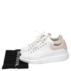 Pre Owned Alexander McQueen White Leather And Croc Embossed Leather Oversized Sneakers Size 39  