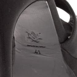 Alexander McQueen Black Satin Studded Platform Ankle-Strap Sandals Size 41