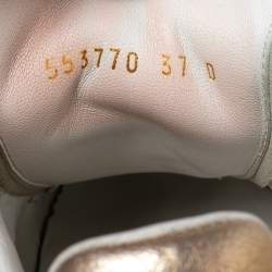 Pre Owned Alexander McQueen White/Gold Leather Oversized Sneakers Size 37