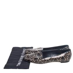 Pre Owned Alexander McQueen Black Laser Cut Patent Leather Loafers Size 41