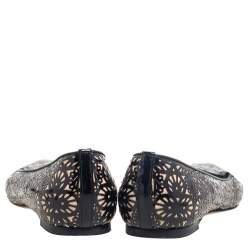 Pre Owned Alexander McQueen Black Laser Cut Patent Leather Loafers Size 41