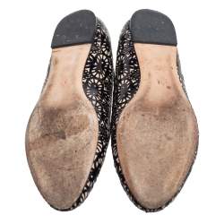 Pre Owned Alexander McQueen Black Laser Cut Patent Leather Loafers Size 41